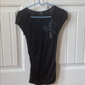 Black with bow accent stretch tunic